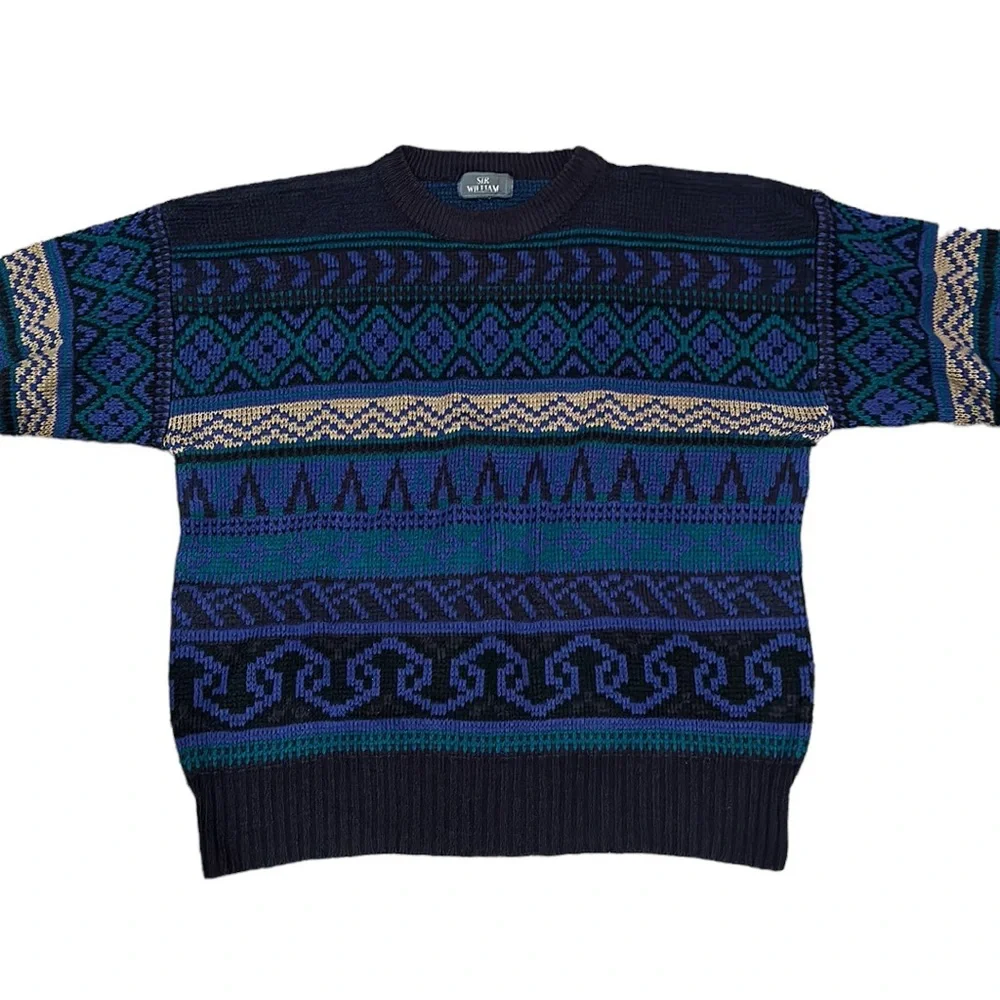 ⚡️SOLD⚡️Men’s Vintage Acrylic Long Sleeve Crew Neck Knit Sweater - Picture 2 of 4